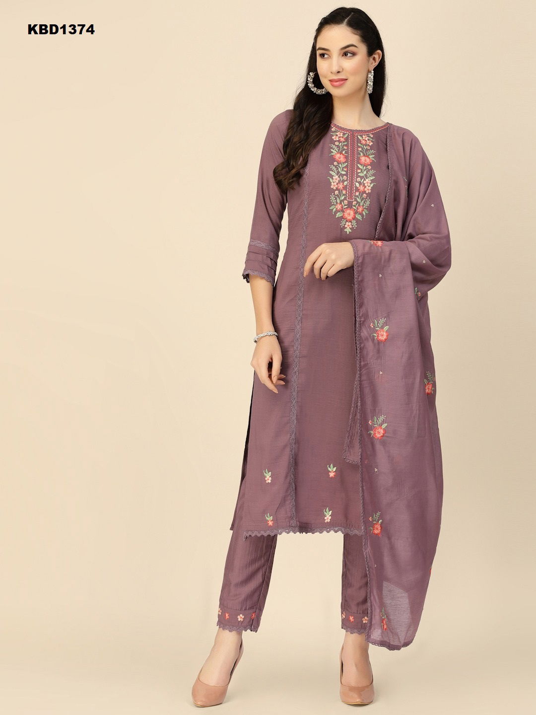 Salimar Vol 9 Embroidered Kurti With Bottom Dupatta
